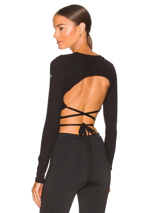 alo Ribbed Wrap It Up Top in Black. Size S.