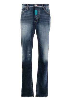 Philipp Plein Premium Hexagon low-rise slim-cut jeans - Blue