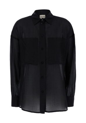 Semicouture Black Semi-Sheer Shirt In Silk Blend Woman