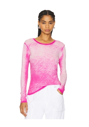 Goldie Long Sleeve Crew Tee Shirt in Pink. Size S, XS.