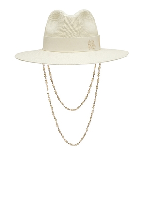 Ruslan Baginskiy Double Chain Strap Fedora Hat in White. Size M.