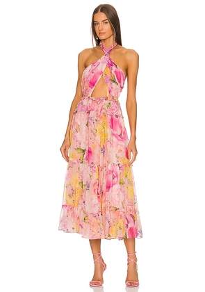 ROCOCO SAND Midi Dress in Pink. Size S.