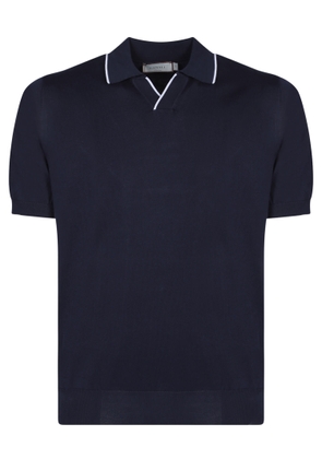 Canali Open Edges White/blue Polo Shirt