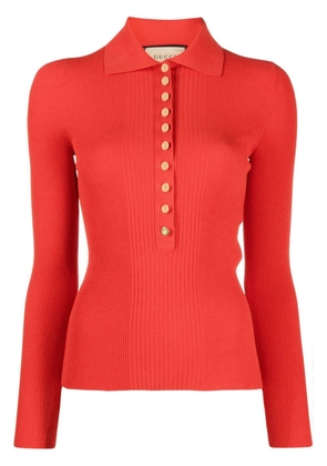 Gucci ribbed-knit polo shirt - Red