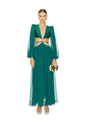 PatBO Piscina Cutout Maxi Dress in Dark Green. Size M, S, XL, XS.