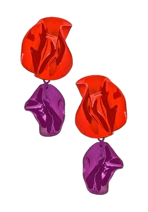 Sterling King Flashback Fold Earrings in Red.