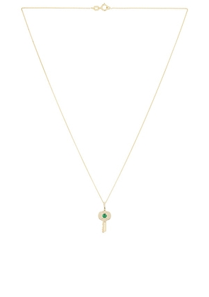 STONE AND STRAND Home Sweet Home Emerald Necklace in Metallic Gold.