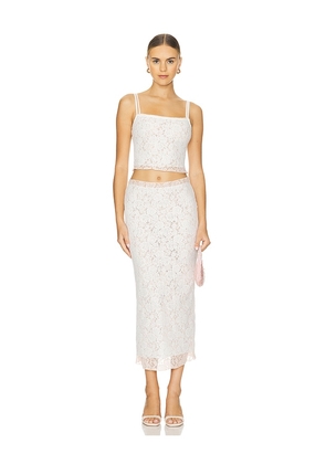 superdown Amalie Skirt Set in White. Size M, S, XL, XS, XXS.