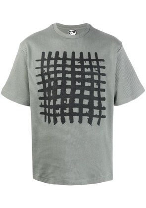 GR10K grid-print cotton T-shirt - Green