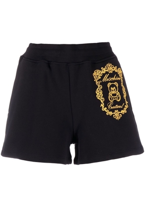 Moschino logo-embroidered cotton shorts - Black