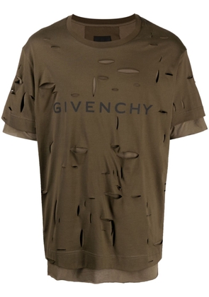 Givenchy logo-print distressed cotton T-shirt - Green