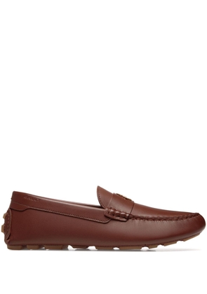 Bally gold-tone logo-plaque leather loafers - Brown