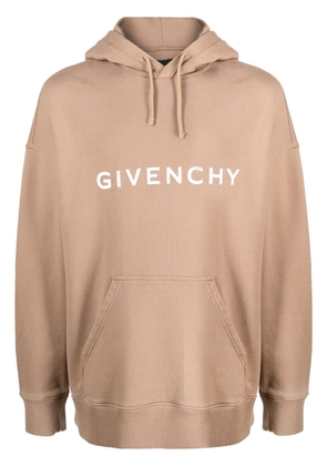 Givenchy logo-print jersey hoodie - Brown