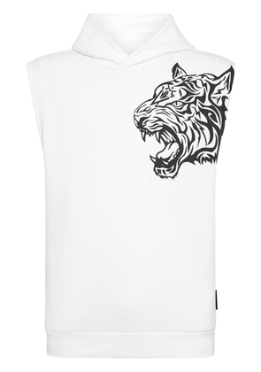 Plein Sport sleeveless graphic hoodie - White