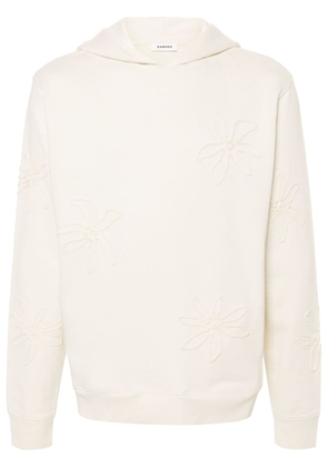 SANDRO floral-embroidered jersey hoodie - Neutrals
