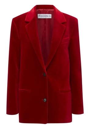 JW Anderson floral-appliqué velour blazer - Red
