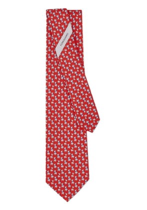Ferragamo Terrier-print Silk Tie - Red