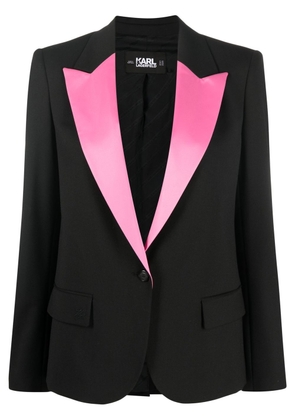 Karl Lagerfeld satin-lapel single-breasted blazer - Black