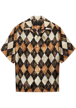Prada argyle-pattern twill shirt - Brown