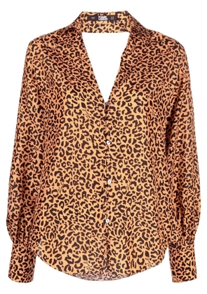 Karl Lagerfeld leopard-print backless silk blouse - Orange