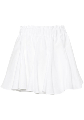 PNK box-pleat detail linen miniskirt - White