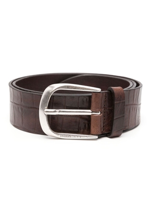 DONDUP embossed-crocodile leather belt - Brown