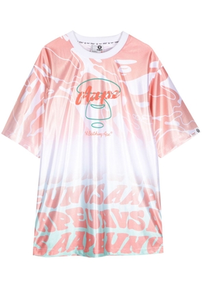 AAPE BY *A BATHING APE® logo-print faded-effect T-shirt dress - Pink