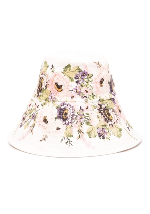 ZIMMERMANN floral-print linen bucket hat - Pink