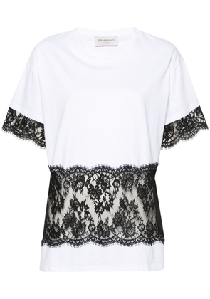 ERMANNO FIRENZE lace-detail cotton T-shirt - White