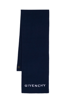 Givenchy logo-embroidered fine-knit scarf - Blue