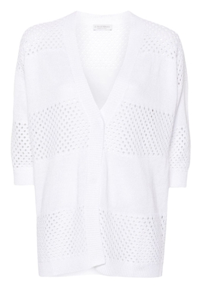 Le Tricot Perugia open-knit linen-blend cardigan - White