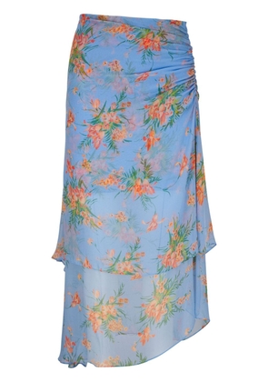 Veronica Beard Sira floral-print midi skirt - Blue