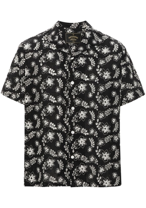 Portuguese Flannel floral-embroidery cotton shirt - Black