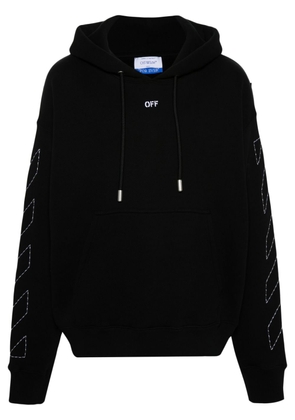 Off-White embroidered-logo cotton hoodie - Black
