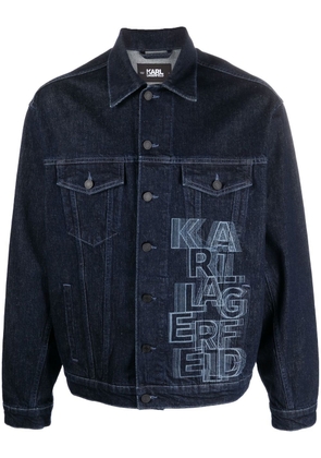Karl Lagerfeld logo button-up denim jacket - Blue