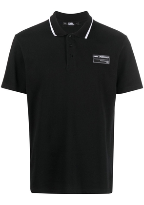 Karl Lagerfeld logo-patch short-sleeved polo shirt - Black