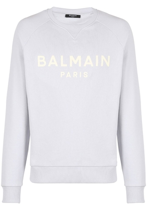 Balmain logo print cotton sweatshirt - Grey