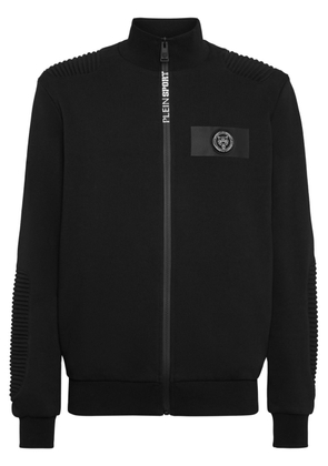 Plein Sport logo patch ribbed-panelling jacket - Black