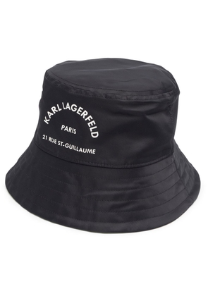 Karl Lagerfeld Address-print drawstring bucket hat - Black