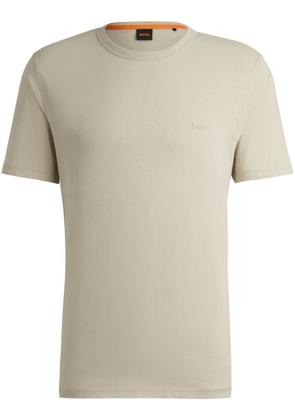 BOSS logo-embossed cotton T-shirt - Neutrals