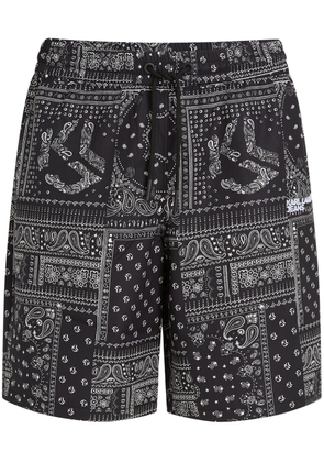Karl Lagerfeld Jeans bandana-print cotton track shorts - Black