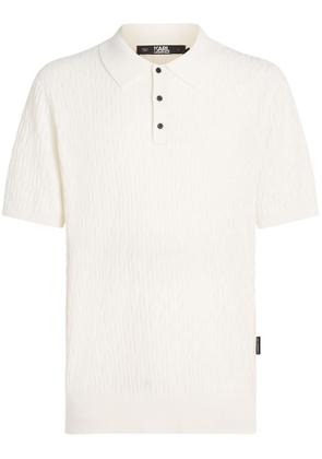 Karl Lagerfeld monogram-jacquard cotton polo shirt - White
