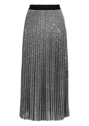 Karl Lagerfeld logo-waistband pleated midi skirt - Silver