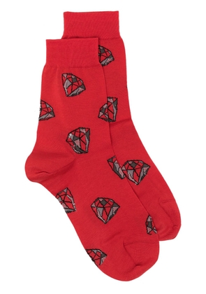 E.M. logo-print cotton socks - Red