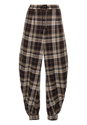 The Attico checked cotton-blend track pants - Brown