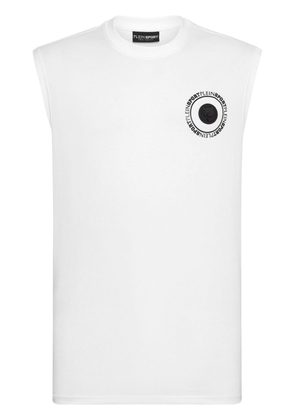 Plein Sport logo-appliqué crew-neck tank top - White