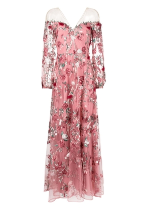 Marchesa Notte Garden of Eden appliquéd gown - Pink