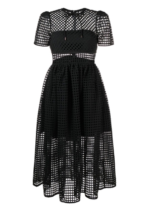 Self-Portrait grid lace midi dress - Black