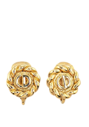 Christian Dior Pre-Owned 21st Century Logo Clip On costume earrings - Gold