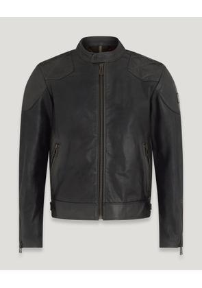 Belstaff Legacy Outlaw Jacket Men's Hand Waxed Leather Antique Black Size UK 34